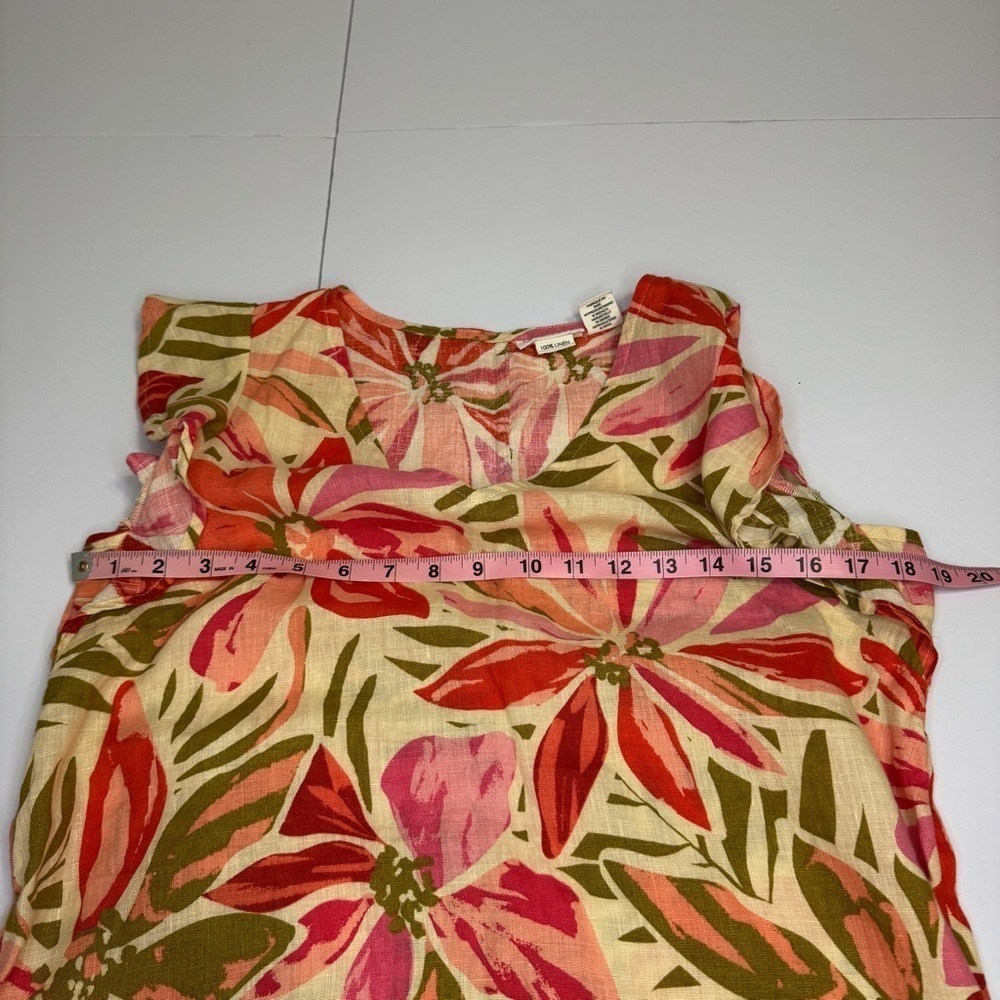 Nicole Miller 100% Linen Flutter Sleeve Floral Dress Size S - Picture 4 of 7